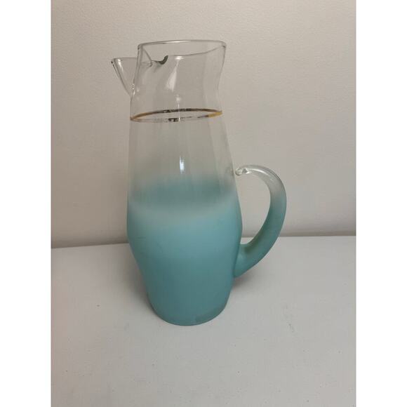 VTG Blendo Mid-Century Frosted Gold Trim 5 Glass and Pitcher Set West Virginia - Picture 7 of 16